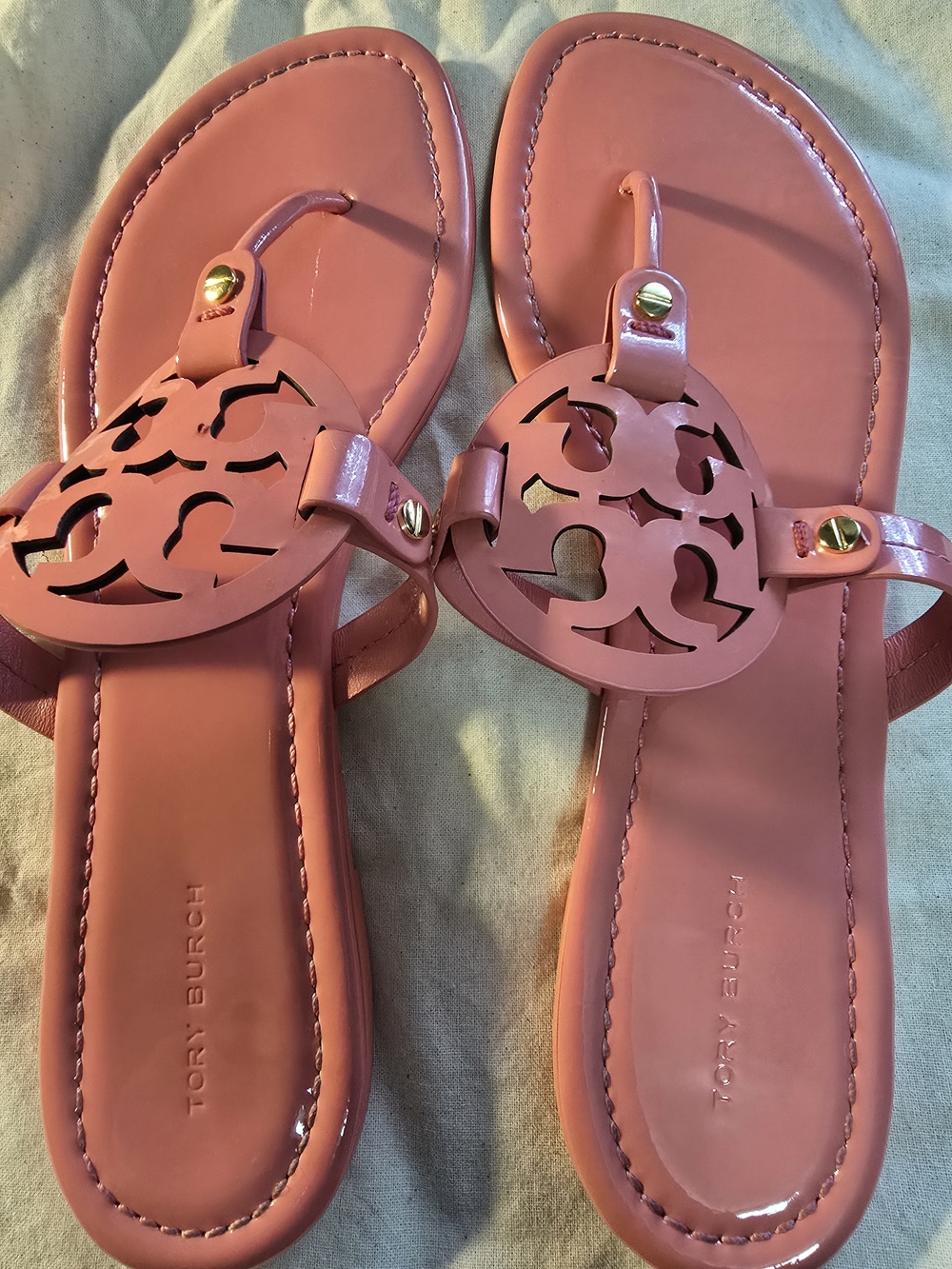 Tory Burch Pink Miller Logo Thong Sandals